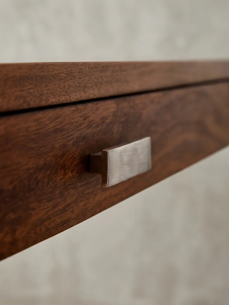 Schreibtisch Massivholz X-Gestell Schublade