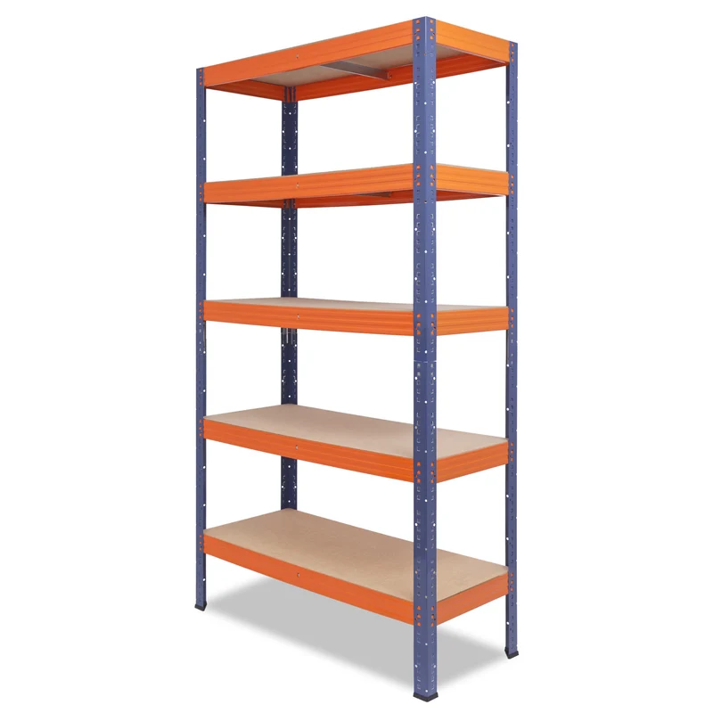 shelfplaza PRO Schwerlastregal 155x70x40 cm blau-orange mit 5 Böden