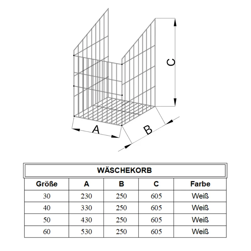Faltbarer Wäschekorb 30cm - Weiß