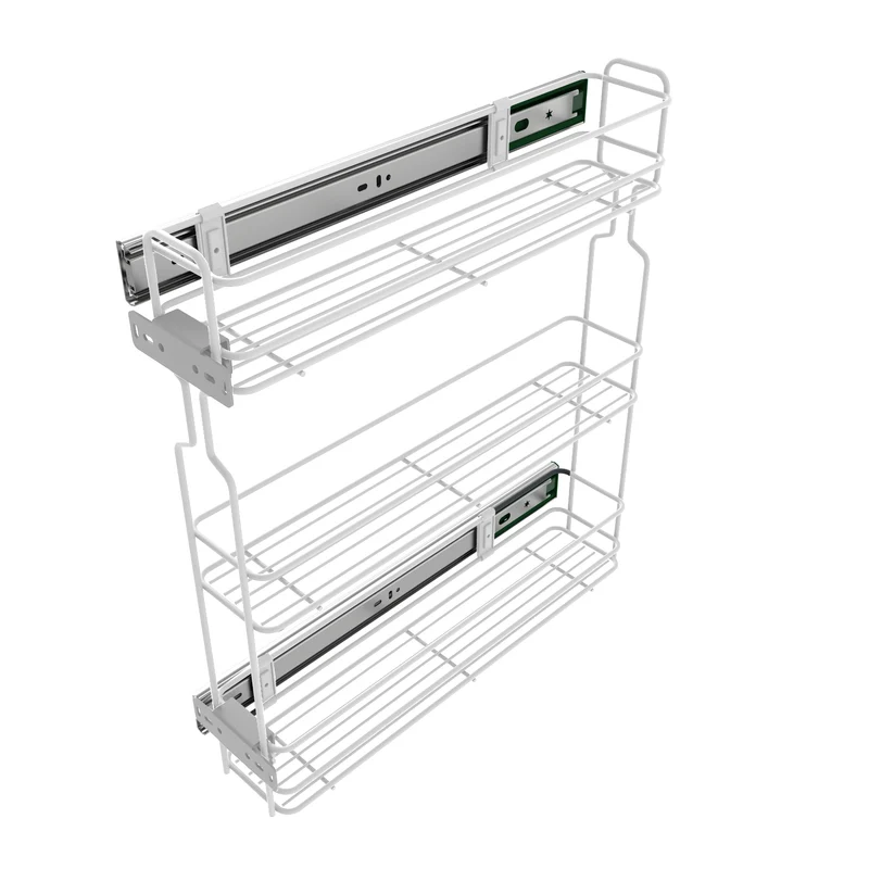 Apothekerauszug 15 cm – 3 Einlegeböden, Weiß – Schmaler Küchenschrank Auszug