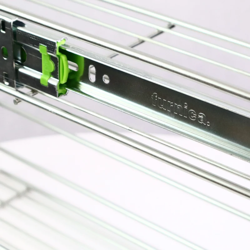 30er Soft-Close Seitenauszug, Drahtkorb für Küchenschränke - 3 Einlegeböden - Weiß