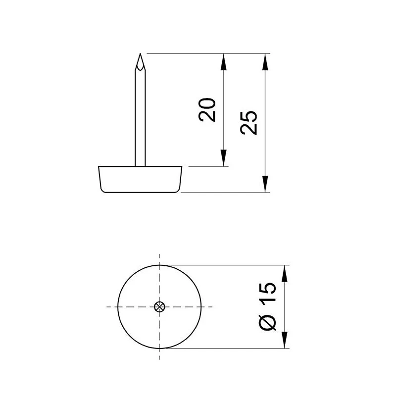 Kunststoff Möbelgleiter Ø15mm mit Nagel - Weiß - 50 Stk.