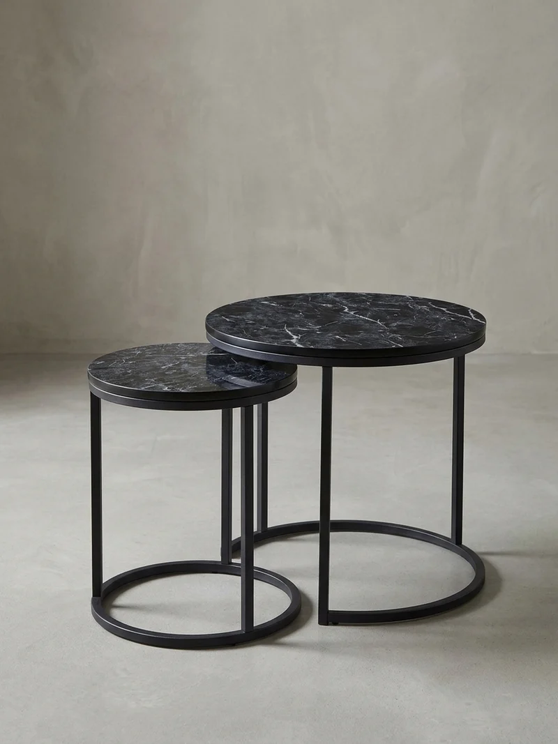 Beistelltisch 2er Set Marmoroptik Metall Modern