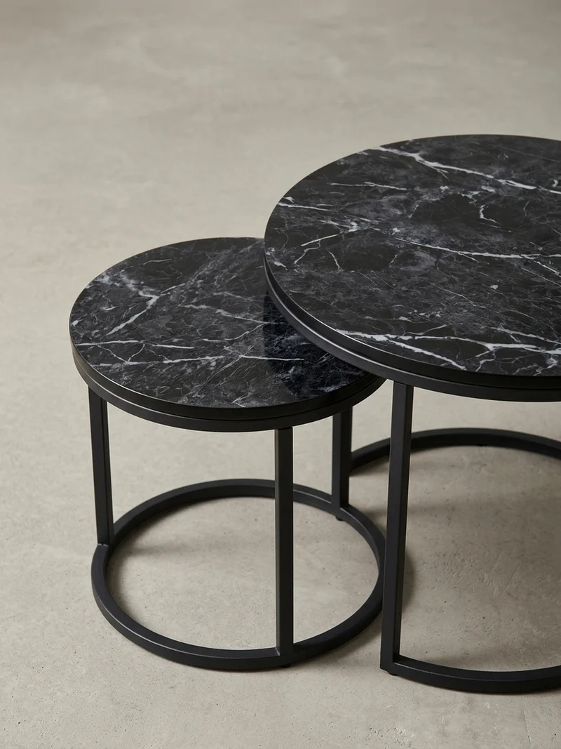 Beistelltisch 2er Set Marmoroptik Metall Modern