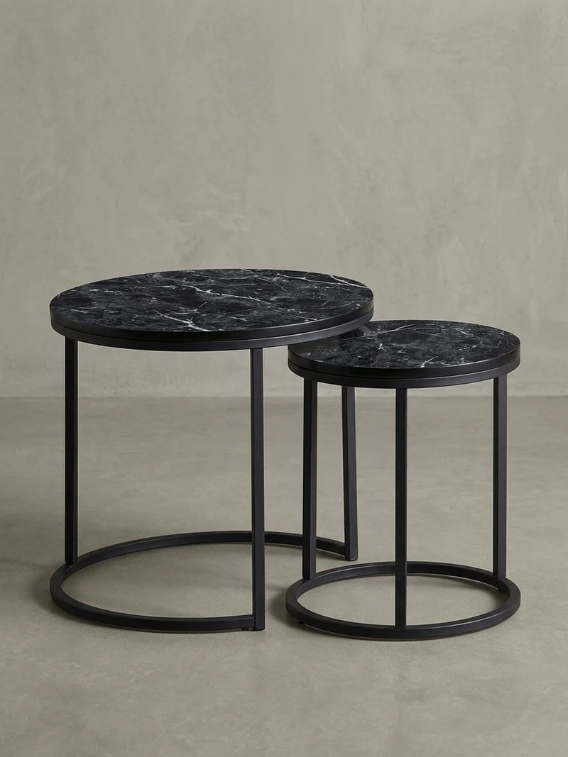 Beistelltisch 2er Set Marmoroptik Metall Modern
