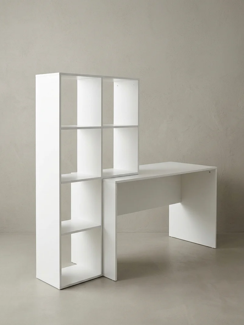 Schreibtisch – mit Regal, groß, puristisches Design, Melaminharzbeschichtung