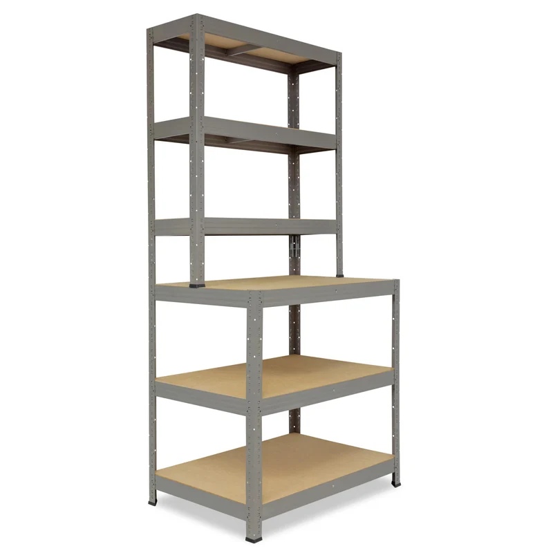 shelfplaza PRO Werkbank Regal 190x100x60 cm mit 6 Böden grau