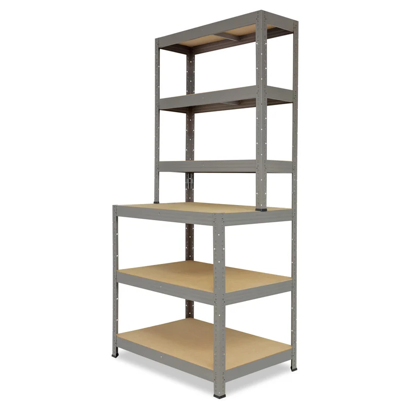 shelfplaza PRO Werkbank Regal 190x90x60 cm mit 6 Böden grau