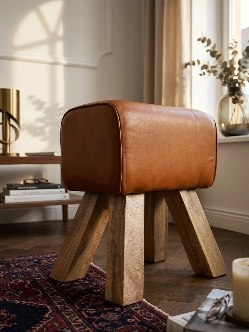 Sitzhocker Retro Landhaus Holzbeine