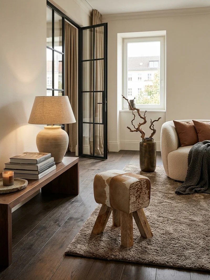 Sitzhocker Retro Landhaus Holzbeine