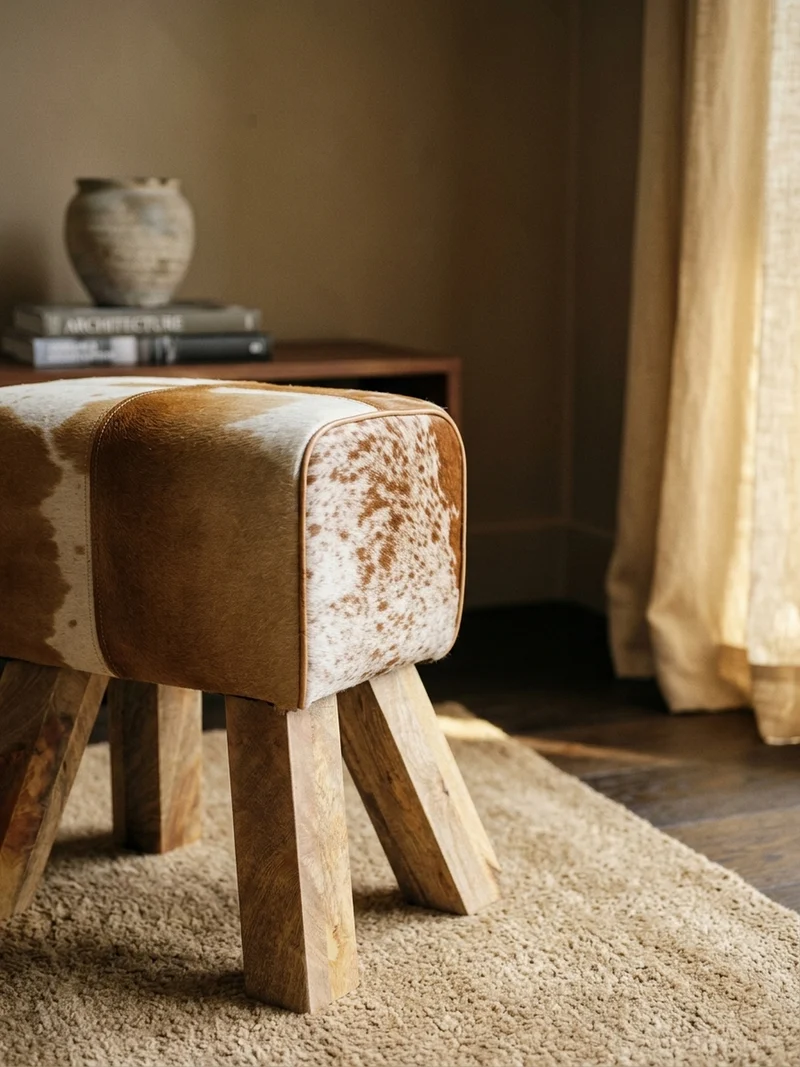 Sitzhocker Retro Landhaus Holzbeine