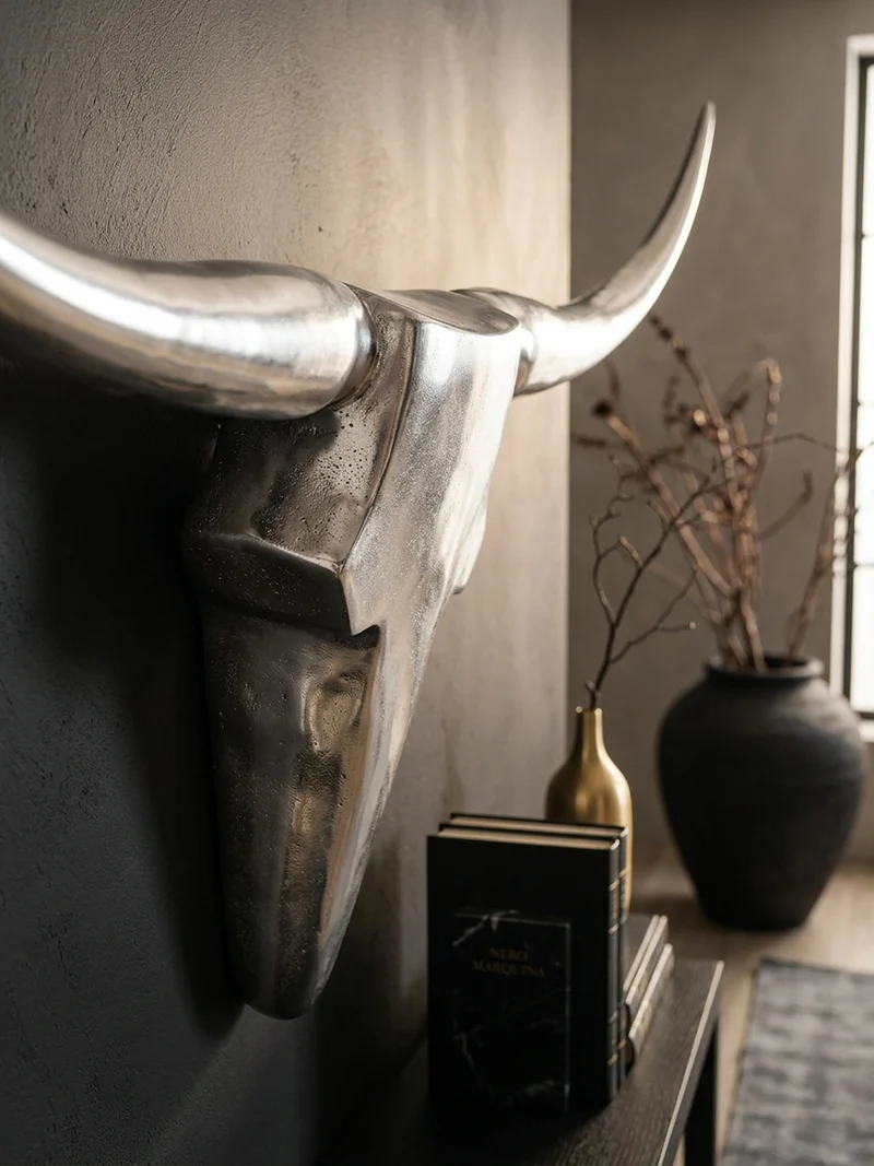 Wanddeko Bull Geweih aus Aluminium