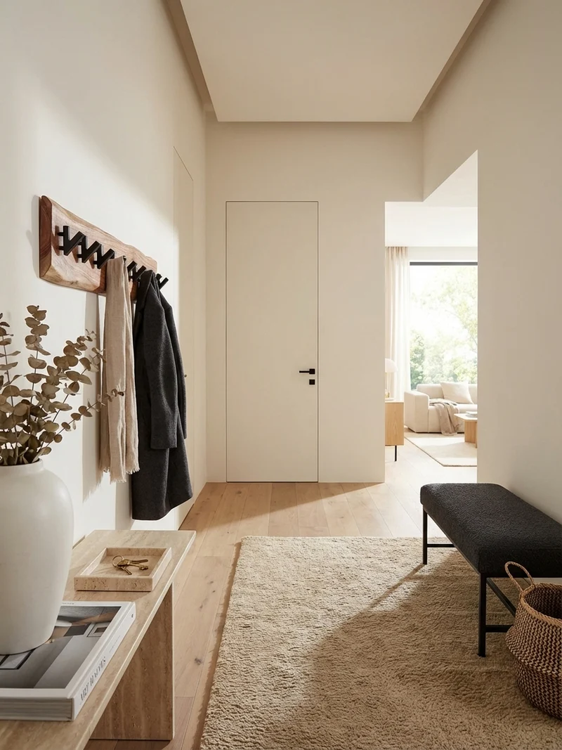 Wandgarderobe Massivholz Metall Modern mit Baumkante und 8 Haken