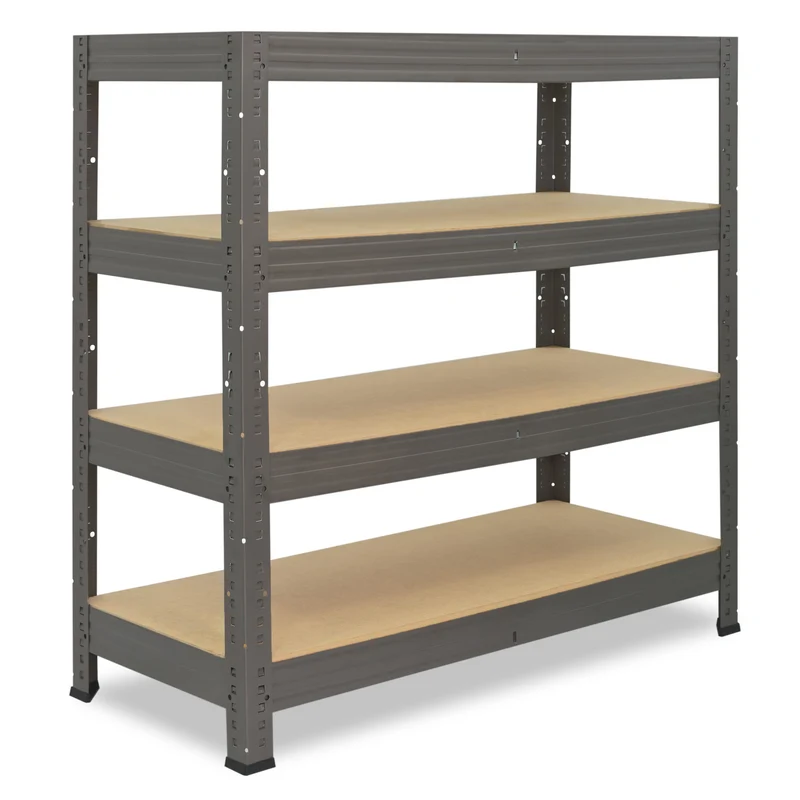 shelfplaza PRO Schwerlastregal 90x100x60 cm grau mit 4 Böden