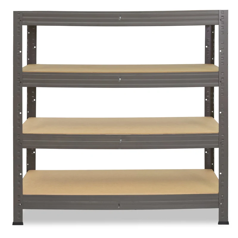 shelfplaza PRO Schwerlastregal 90x100x60 cm grau mit 4 Böden
