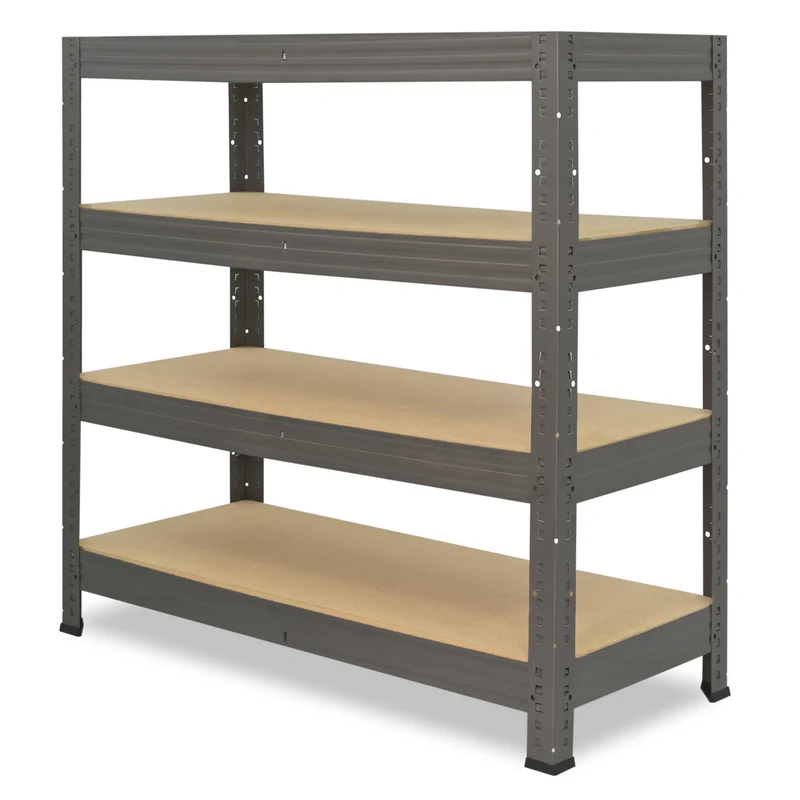 shelfplaza PRO Schwerlastregal 90x100x60 cm grau mit 4 Böden