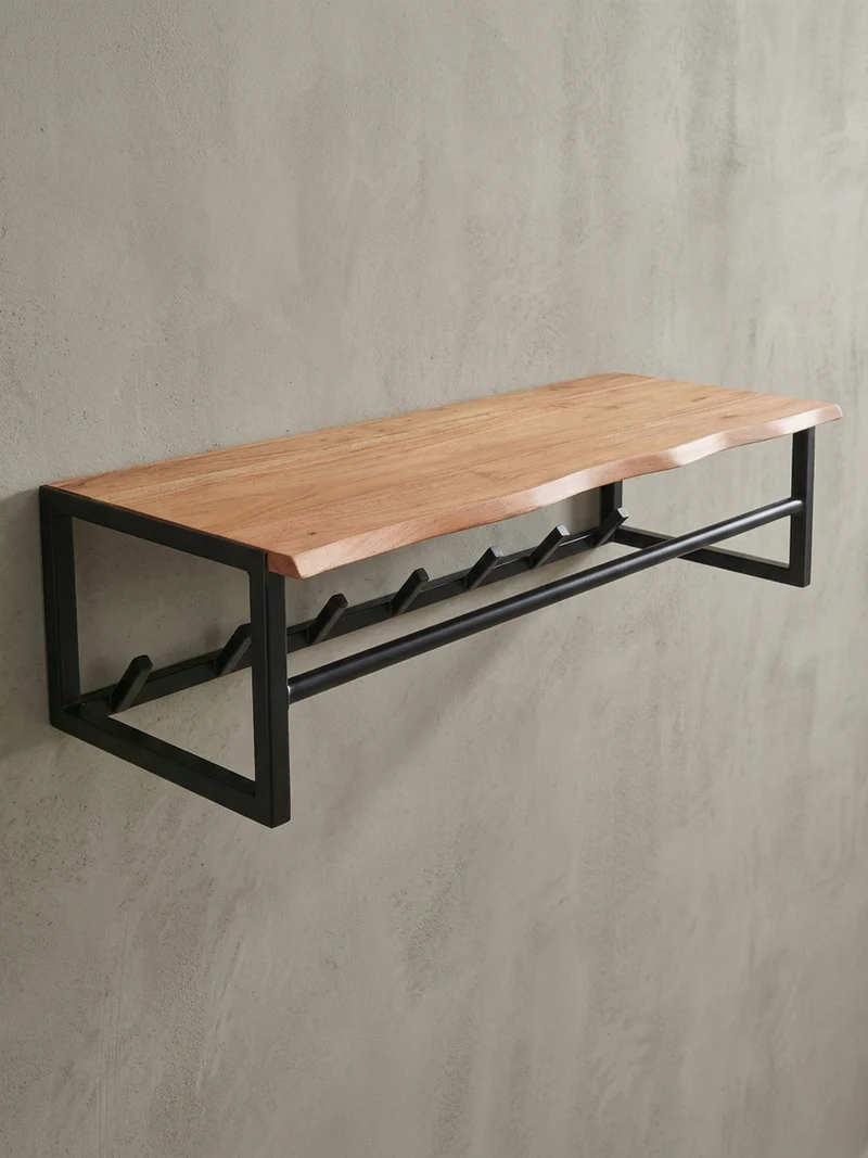 Wandgarderobe Akazie Massivholz Metall Modern mit Baumkante