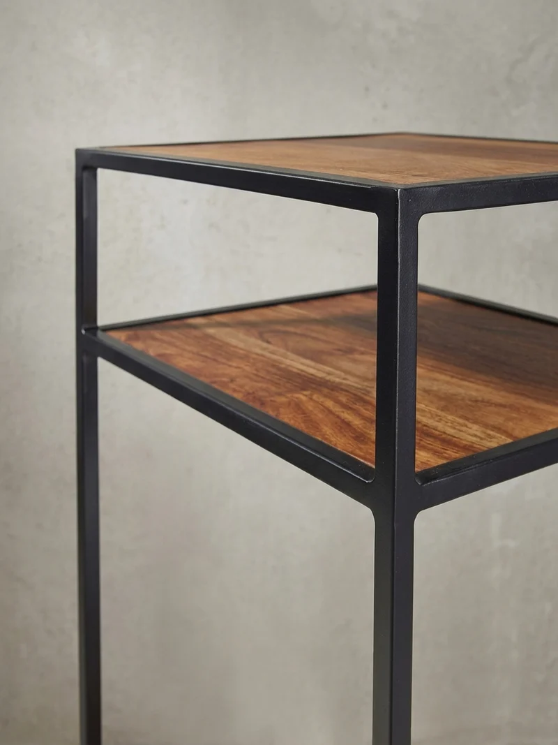 Nachttisch – Massivholz, 40x50x35 cm, 3 Ablagen, Industrial-Stil