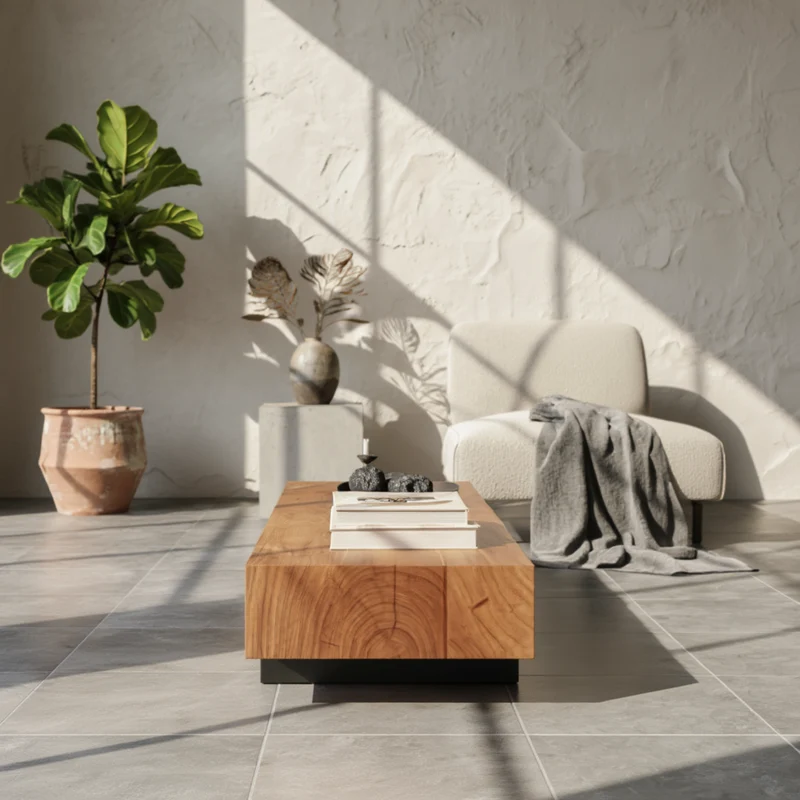 Sofatisch Massivholz, Handgefertigt, Schutzlackversiegelt, Puristisch Modern, 115x44x22cm