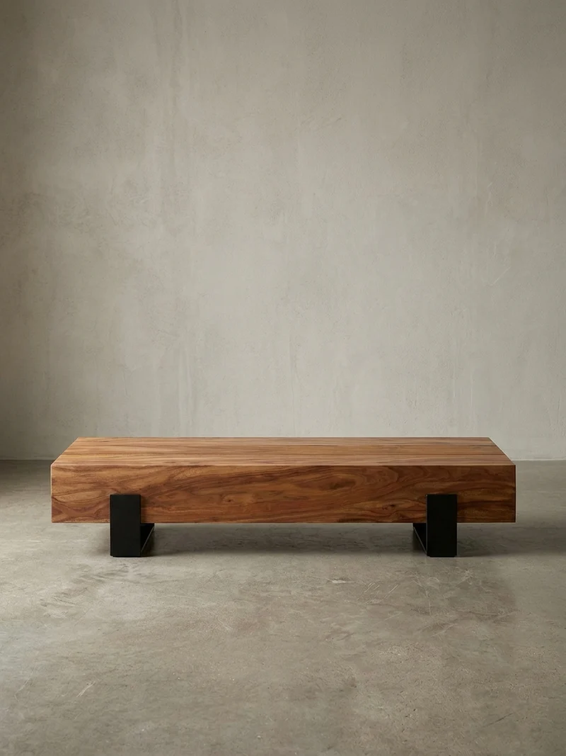 Sofatisch Massivholz, Handgefertigt, Schutzlackversiegelt, Puristisch Modern, 115x44x22cm