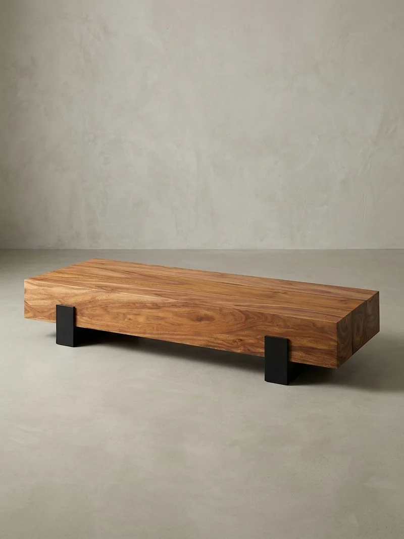 Sofatisch Massivholz, Handgefertigt, Schutzlackversiegelt, Puristisch Modern, 115x44x22cm