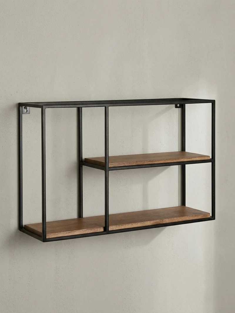 Wandregal Mango Massivholz Industrial Stil 60x40x18 cm