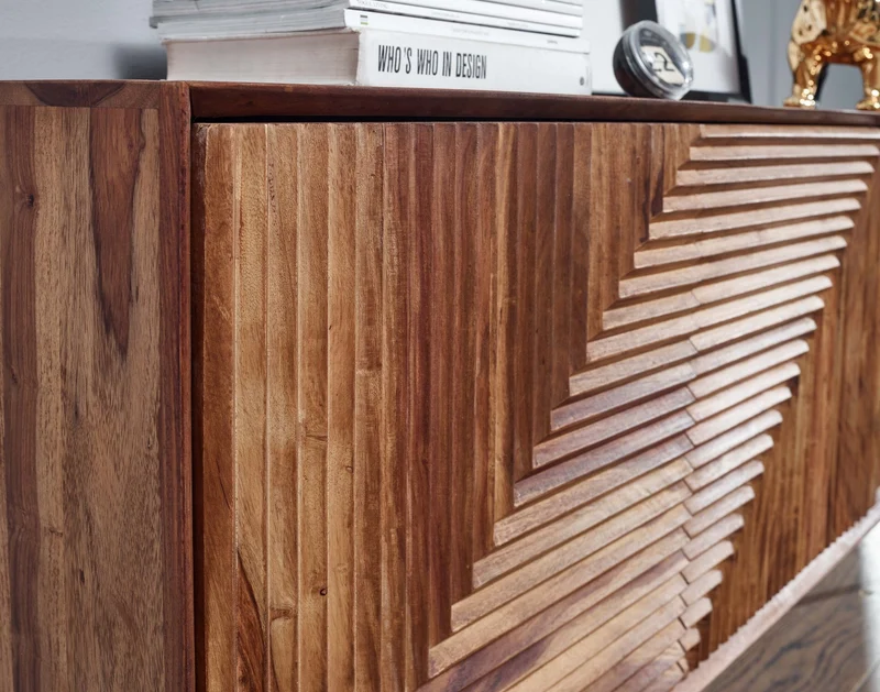 Sideboard – Massivholz/Metall, 148x72x40 cm, modern, 3 Türen
