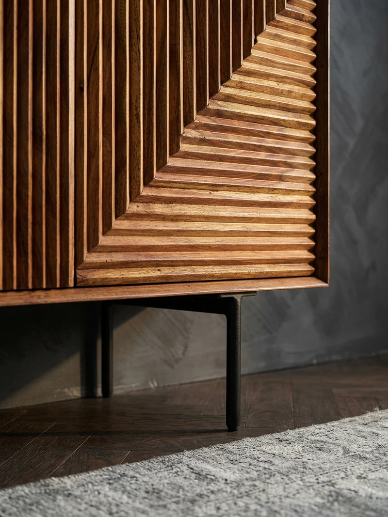 Sideboard – Massivholz/Metall, 148x72x40 cm, modern, 3 Türen