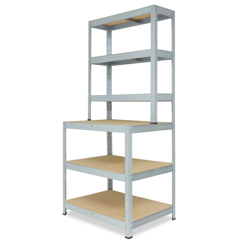shelfplaza PRO Werkbank Regal 190x90x60 cm mit 6 Böden verzinkt