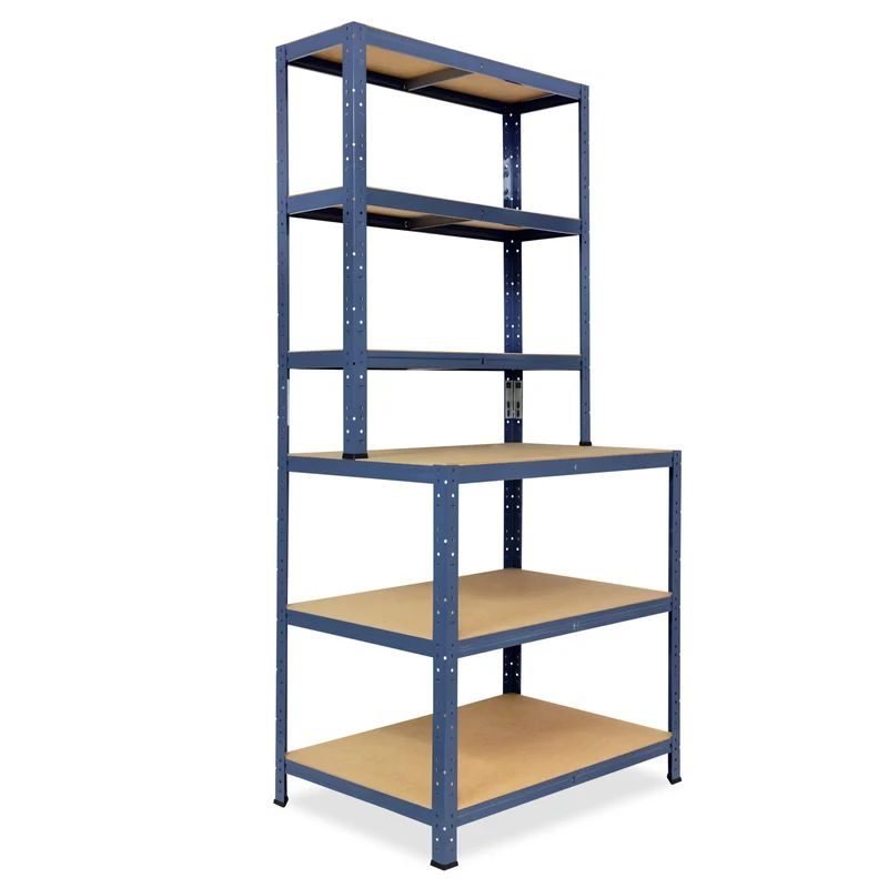 shelfplaza HOME Werkbank Regal 190x100x60 cm mit 6 Böden blau