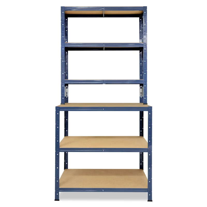 shelfplaza HOME Werkbank Regal 190x100x60 cm mit 6 Böden blau