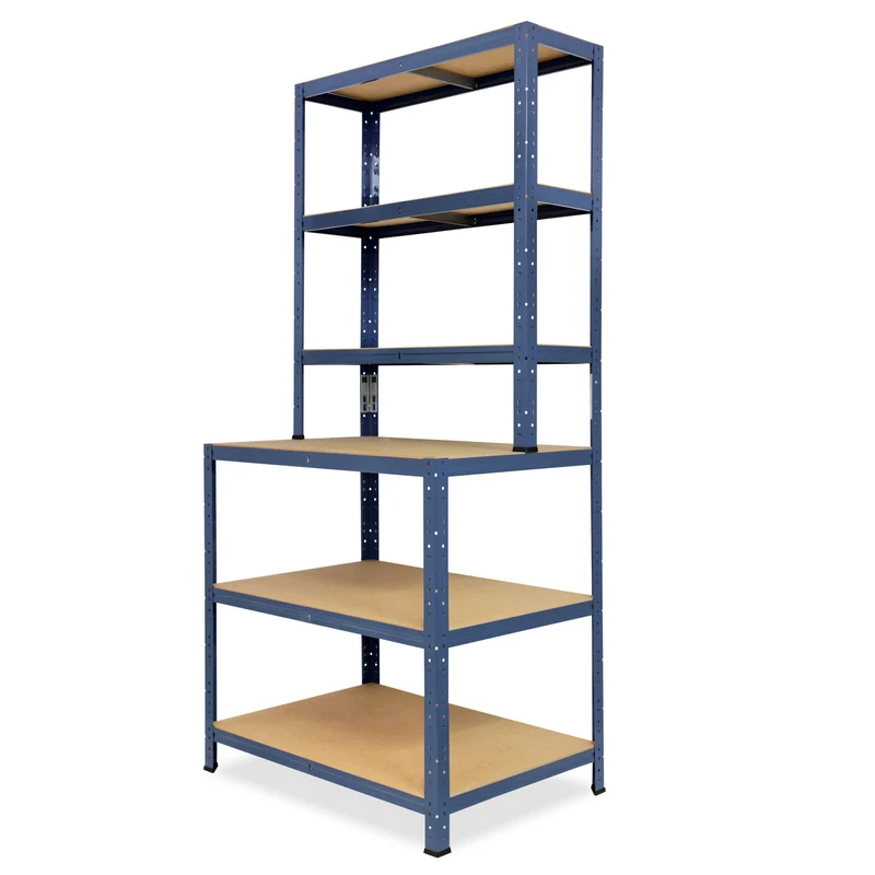 shelfplaza HOME Werkbank Regal 190x100x60 cm mit 6 Böden blau