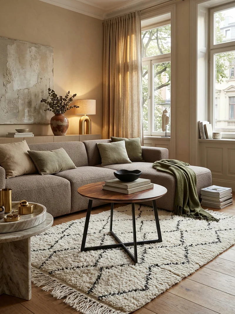 Couchtisch Rund, Sheesham Massivholz, Modernes Design, Maße 60x60x45 cm