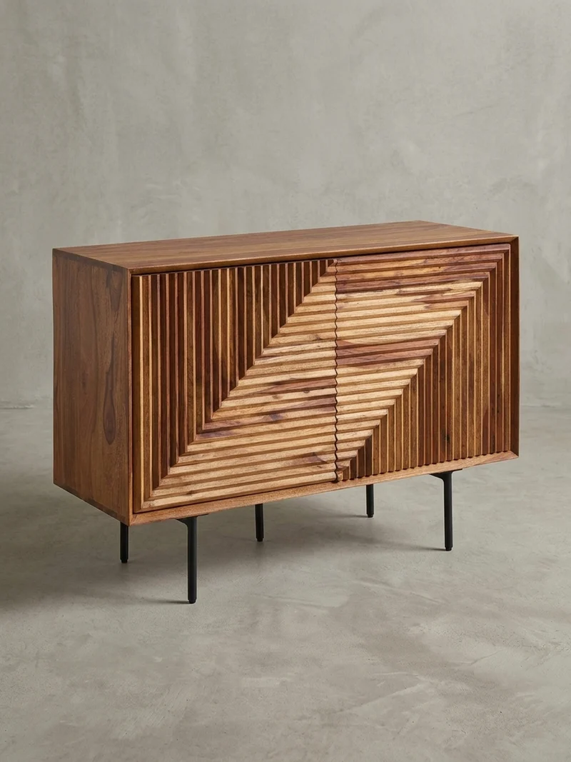 Sideboard – "Harmony", Massivholz mit Metalldetails, viel Stauraum