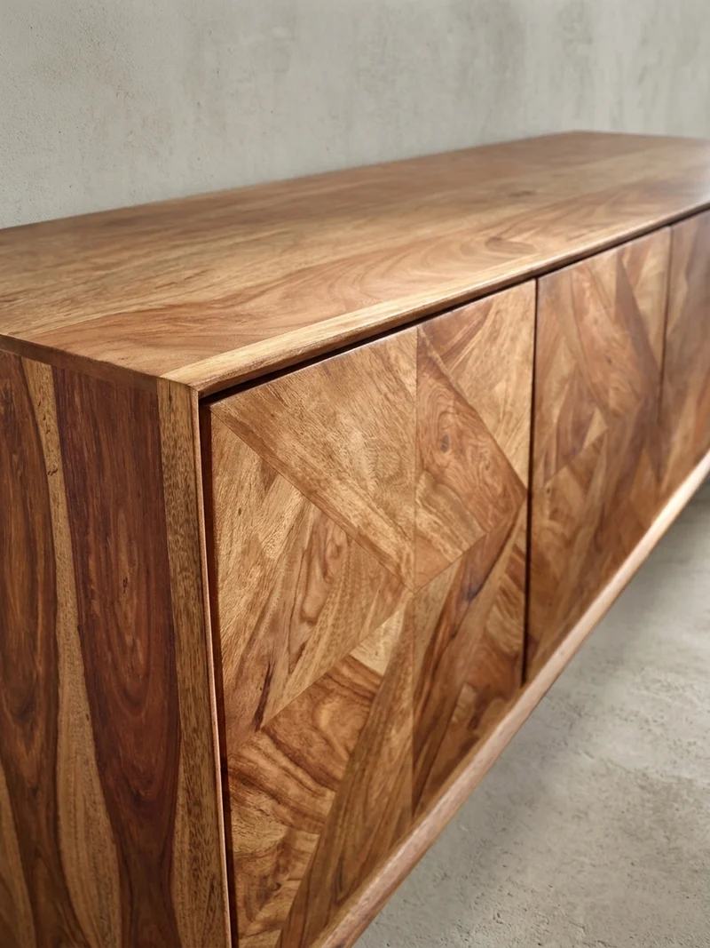 Sideboard – Massivholz, 123x70x45 cm, Industrial-Stil, Stauraum