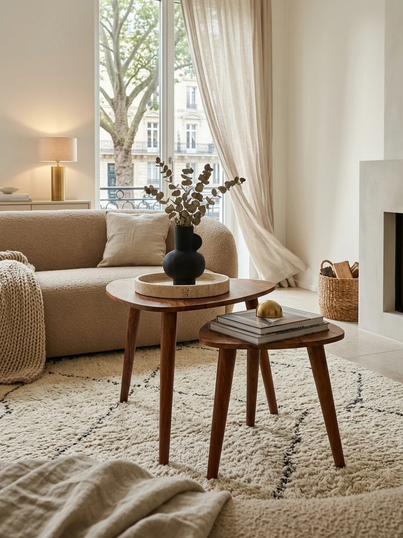 Beistelltisch Set – 2-teilig Massivholz rustikal Landhausstil