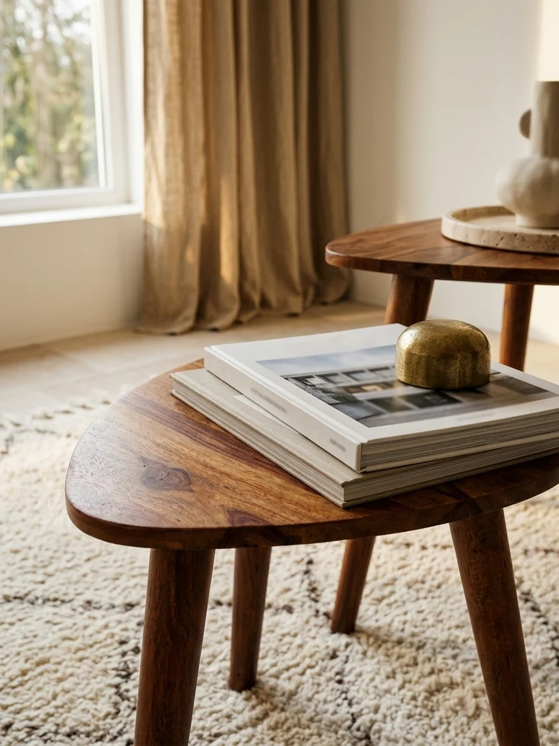 Beistelltisch Set – 2-teilig Massivholz rustikal Landhausstil
