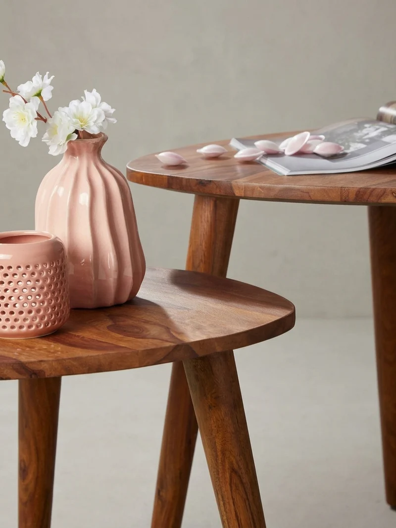 Beistelltisch Set – 2-teilig Massivholz rustikal Landhausstil