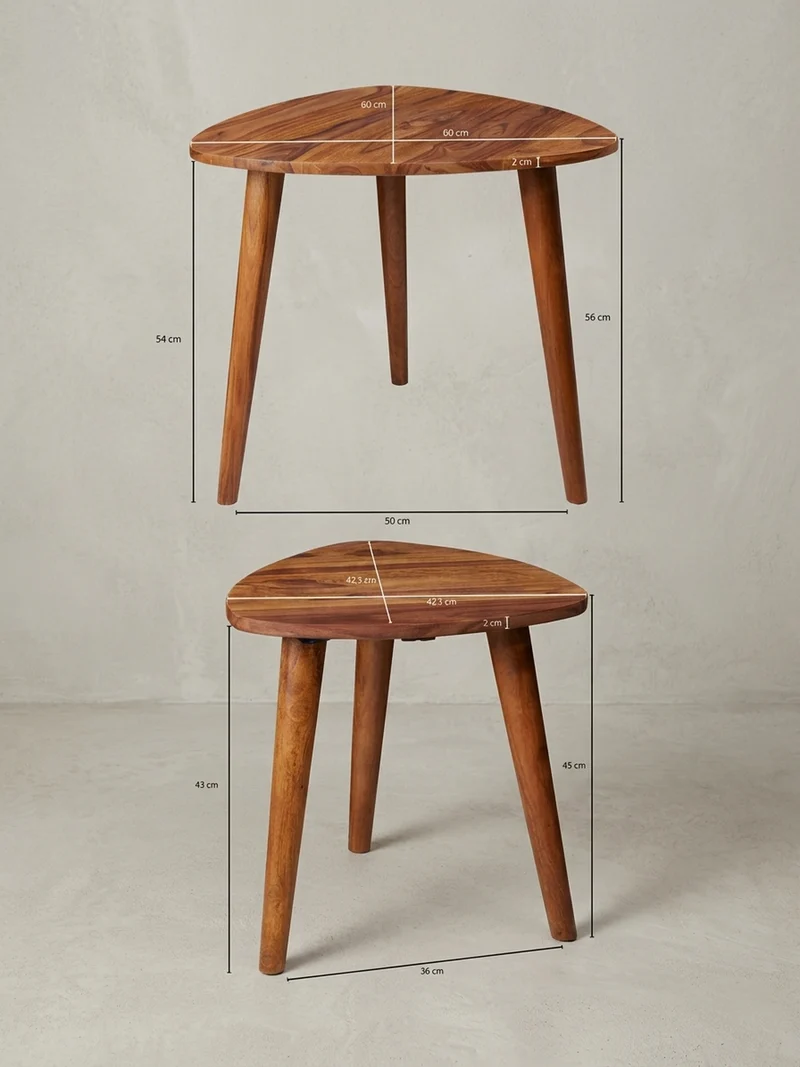 Beistelltisch Set – 2-teilig Massivholz rustikal Landhausstil
