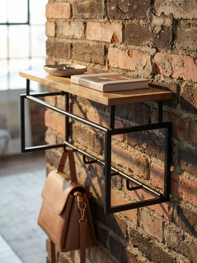 Wandgarderobe Mango Massivholz Metall Modern für Eingangsbereich