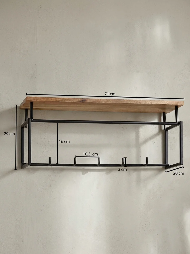 Wandgarderobe Mango Massivholz Metall Modern für Eingangsbereich