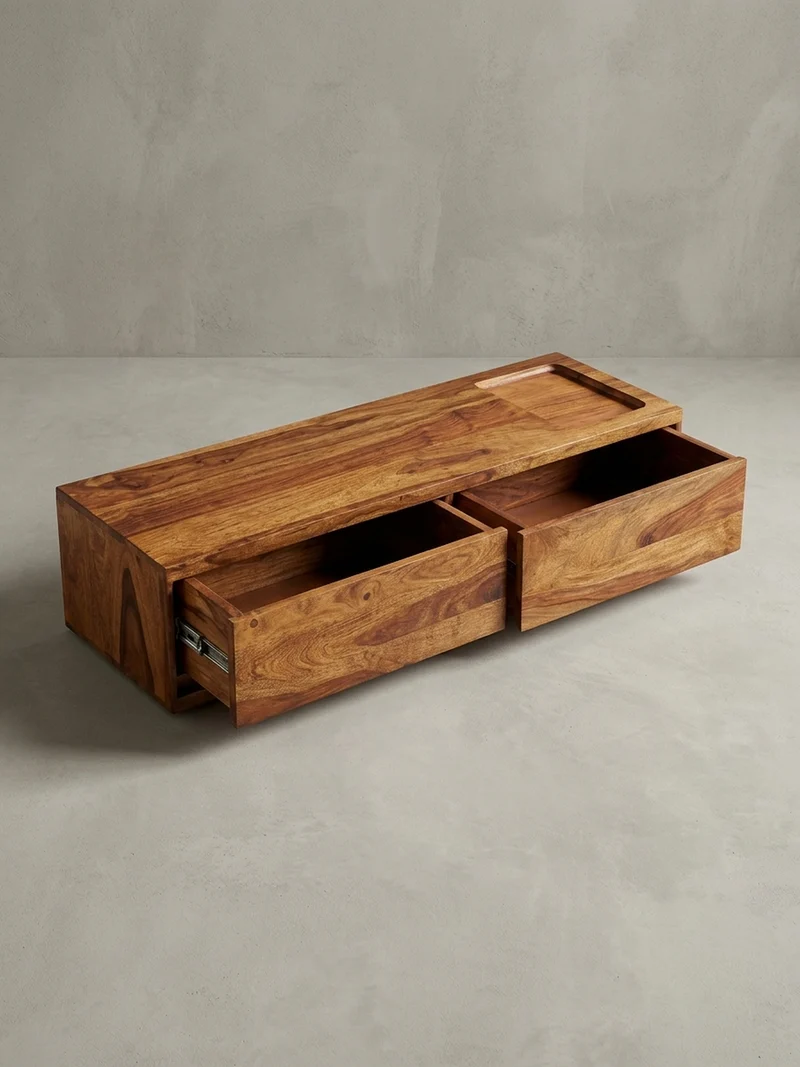 Lowboard Hängend Massivholz Modern Stil mit 2 Schubladen
