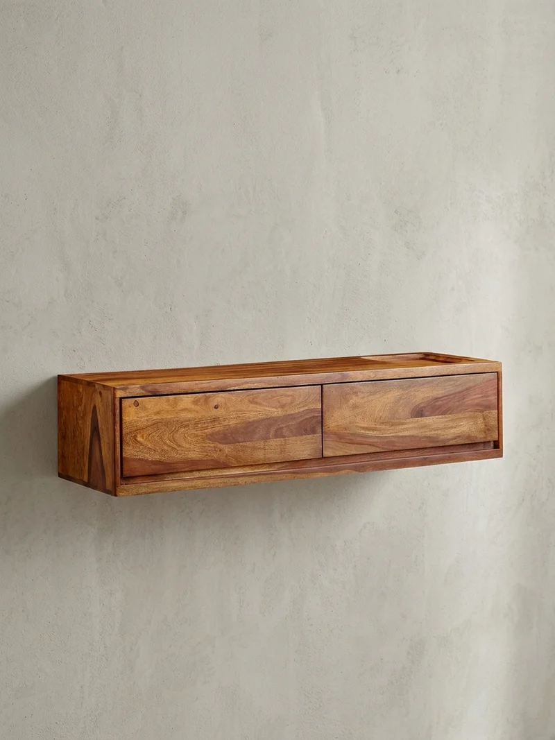Lowboard Hängend Massivholz Modern Stil mit 2 Schubladen