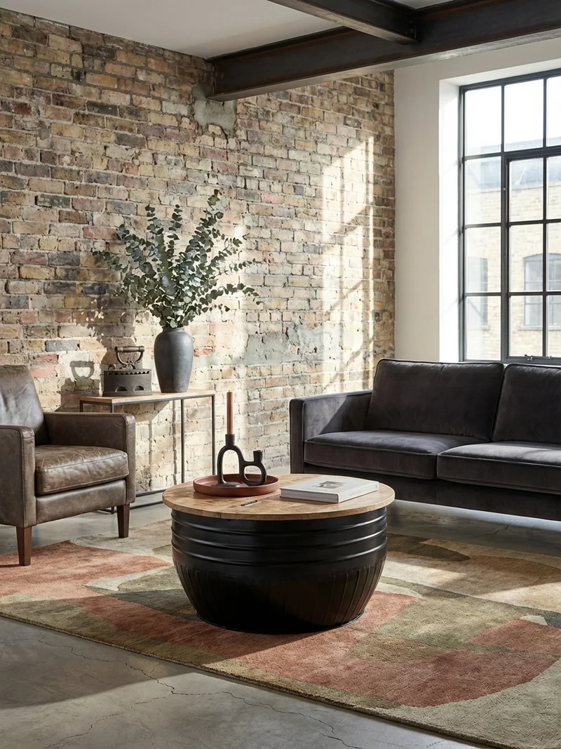 Couchtisch Mango Massivholz Industrial Stil mit Stauraum handgefertigtes Unikat