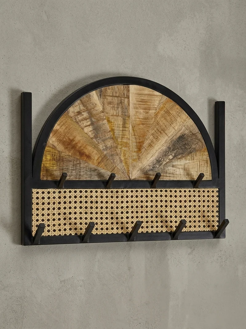 Wandgarderobe Mango Massivholz Rattan Metall Modern