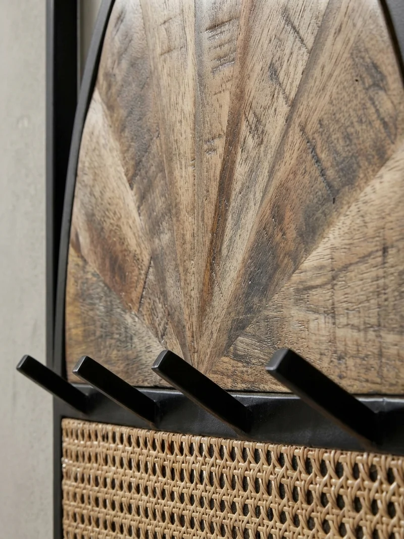 Wandgarderobe Mango Massivholz Rattan Metall Modern