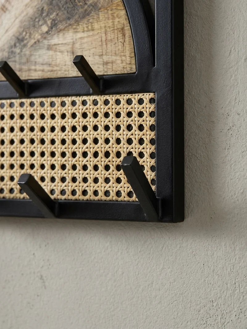 Wandgarderobe Mango Massivholz Rattan Metall Modern