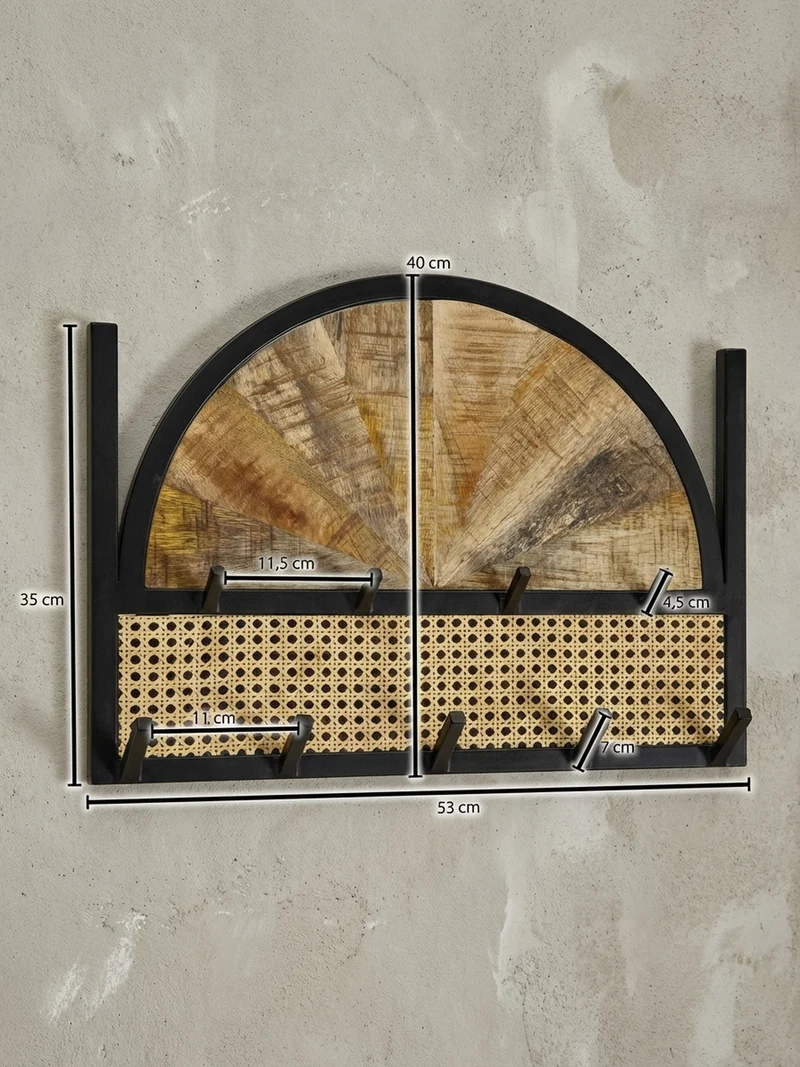 Wandgarderobe Mango Massivholz Rattan Metall Modern