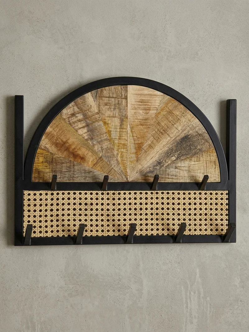 Wandgarderobe Mango Massivholz Rattan Metall Modern