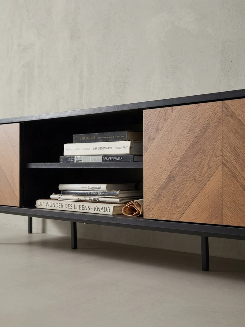 Lowboard Modern Stil mit V-Muster für 70-Zoll Fernseher